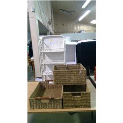 LOT OF ASSORTED BASKETS AND HANGING STORAGE