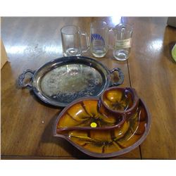 LOT OF TRAYS AND MUGS