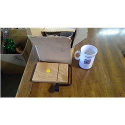 HICKORY FARMS CHEESE CUTTER AND FOUR ROYAL BANK MUGS