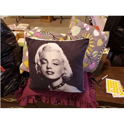 4 DECORATIVE THROW PILLOWS-ONE MARILYN MONROE