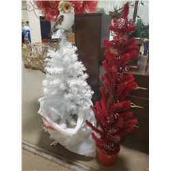 CHRISTMAS DEER, TWO TREES, DECORATIONS