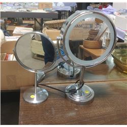TWO MAKEUP MIRRORS - ONE WITH LIGHT
