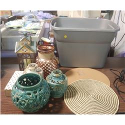 ASSORTED DÉCOR WITH PLASTIC BIN