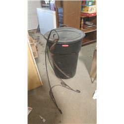 PLANT HANGER AND PLASTIC GARBAGE CAN - PLANT STAND 39" TALL