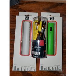 LOT OF TWO POWER PACKS & EARBUDS