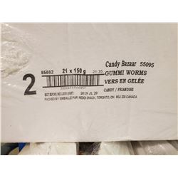 CASE OF GUMMI WORMS (21 BAGS)