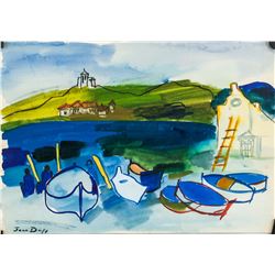 Jean Dufy French Art Deco Watercolour on Paper