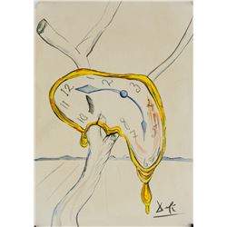 After Salvador Dali Spanish Watercolor Signed