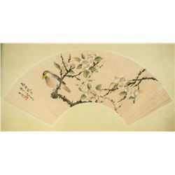 Wang Li 1813-1879 Chinese Watercolor Fan Painting