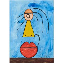 Elisha Ongere Kenyan Modernist Oil on Canvas