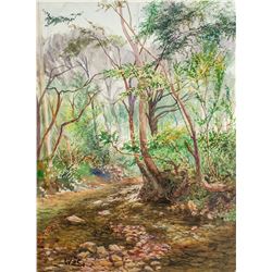 Winston Churchill Watercolor on Board Landscape