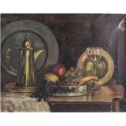 Oil on Canvas Still Fruits Signed H. Peters