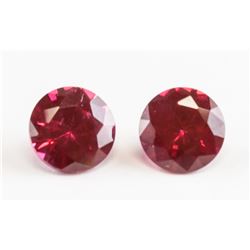 1.95ct Round Cut Pinkish Red Ruby Gemstone GGL 2PC