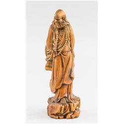 Chinese Huangyang Wood Carved Lohan Statue