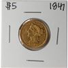 Image 1 : 1847 $5 Liberty Head Half Eagle Gold Coin