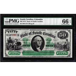 1872 $50 State of South Carolina Revenue Bond Obsolete Note PMG Gem Uncirculated 66EPQ