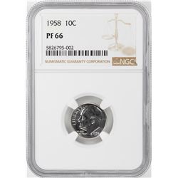 1958 Proof Roosevelt Dime Coin NGC PF66