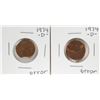 Image 1 : Lot of (2) 1974-D Lincoln Cent with Off Center Strike & Clipped Planchette Error Coins