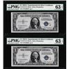 Image 1 : (2) Consec. 1935A $1 "S" Experimental Silver Certificate Notes PMG Uncirculated 63EPQ