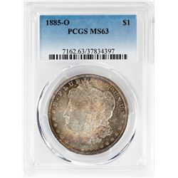 1885-O $1 Morgan Silver Dollar Coin PCGS MS63 Amazing Toning