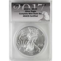 2017-W $1 American Silver Eagle Coin ANACS MS69