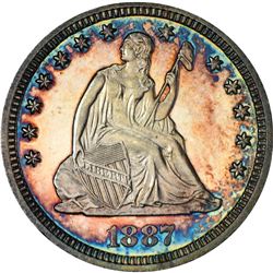 1887 Seated Liberty Quarter Coin Amazing Toning