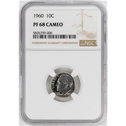 1960 Proof Roosevelt Dime Coin NGC PF68 Cameo