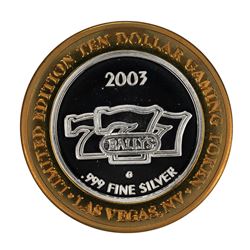 .999 Silver Ballys Las Vegas $10 Casino Limited Edition Gaming Token