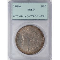 1896 $1 Morgan Silver Dollar Coin PCGS MS63 Old Green Rattler
