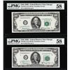 Image 1 : Lot of (2) 1950E $100 Federal Reserve Notes Chicago PMG Choice About Uncirculated 58