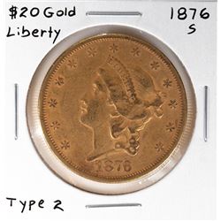 1876-S $20 Liberty Head Double Eagle Gold Coin