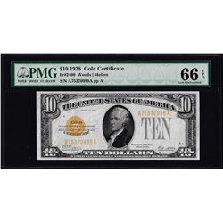 1928 $10 Gold Certificate Note Fr.2400 PMG Gem Uncirculated 66EPQ