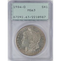 1904-O $1 Morgan Silver Dollar Coin PCGS MS63 Old Green Rattler