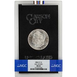 1884-CC $1 Morgan Silver Dollar Coin GSA NGC MS64