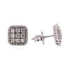 Image 2 : 14KT White Gold 0.81 ctw Diamond Square Cluster Earrings