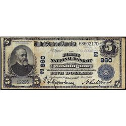 1902 PB $5 First NB of Washington, New Jersey CH# 860 National Currency Note