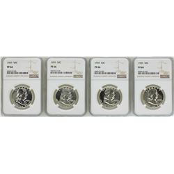 Lot of (4) 1959 Proof Franklin Half Dollar Coins NGC PF66