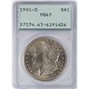 Image 1 : 1901-O $1 Morgan Silver Dollar Coin PCGS MS63 Old Green Rattler