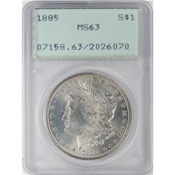1885 $1 Morgan Silver Dollar Coin PCGS MS63 Old Green Rattler
