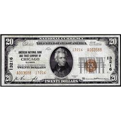 1929 $20 NB & Trust of Chicago, IL CH# 13216 National Currency Note