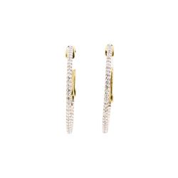 14KT Yellow Gold 0.50 ctw Diamond Inside Out Hoop Earrings