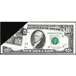 1995 $10 Federal Reserve Note Printed Fold Over ERROR