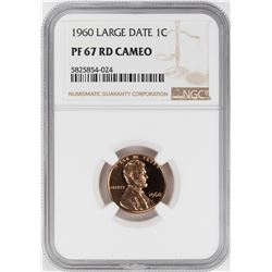 1960 Large Date Proof Lincoln Memorial Cent Coin NGC PF67RD Cameo