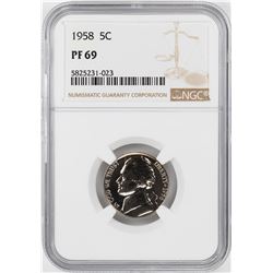 1958 Proof Jefferson Nickel Coin NGC PF69