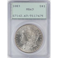 1883 $1 Morgan Silver Dollar Coin PCGS MS63 Old Green Rattler