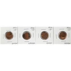1971-D to 1974D Lincoln Cent With Off Center Strike Error Coins