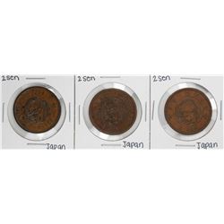 Lot of (3) Japan 2 Sen Coins
