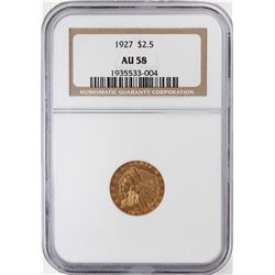 1927 $2 1/2 Indian Head Quarter Eagle Gold Coin NGC AU58