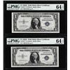 Image 1 : (2) Consecutive 1935G $1 Silver Certificate STAR Notes PMG Choice Uncirculated 64EPQ