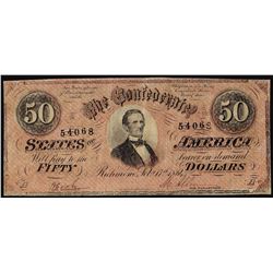 1864 $50 Confederate States of America Note